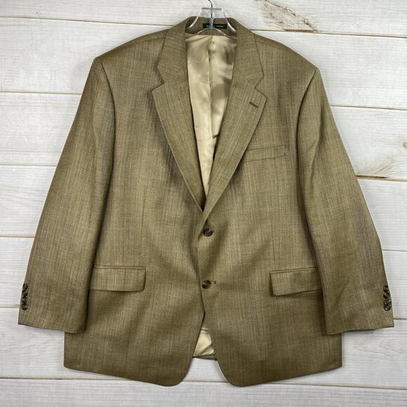 Ralph Lauren Mens 46S Blazer Brown Silk Wool Suit Jacket Sport Coat Herringbone - Picture 1 of 15